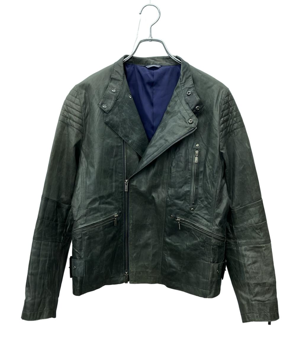 【LANVIN em Bleu】レザー シングルライダースジャケット ランバンオンブルー シングルライダースジャケット メンズ SIZE