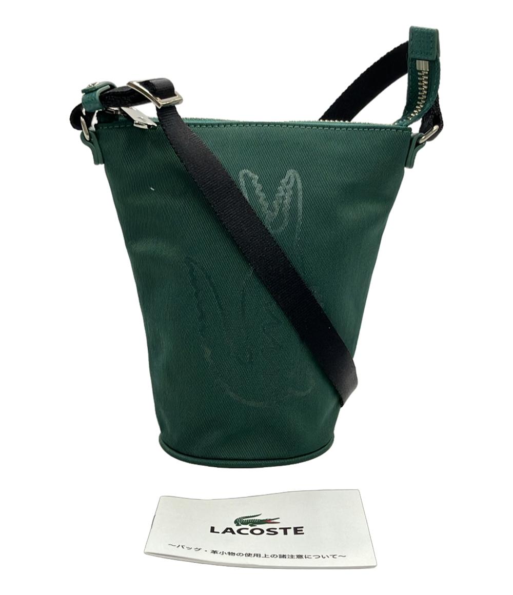 美品 LACOSTE ショルダーバッグ ペットボトルポーチ 斜め掛け ナイロン 牛革 メンズ ラコステ