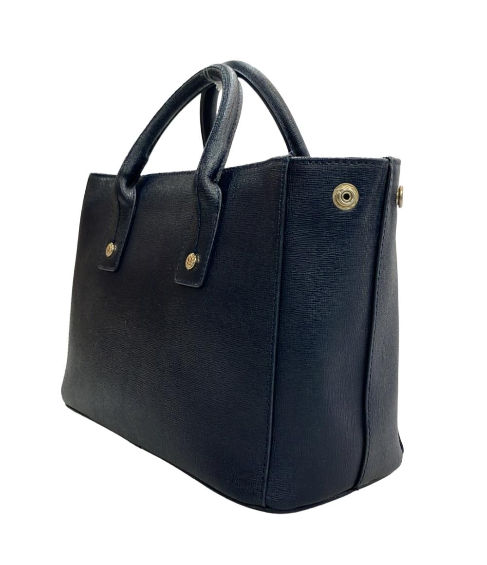 【極美品】FURLA ブラック 　濃紺　ネイビー　フルラ　ハンドバッグ フルラ クロコ型押し ハンドバッグ ダークネイビー レザーバッグ 濃紺