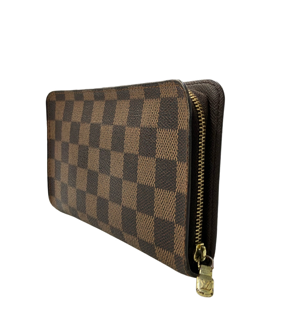 LOUIS VUITTON ラウンドファスナー長財布 PVC レザー ポルトモネジップ ダミエ エベヌ N61728 レディース ルイ・ヴィトン