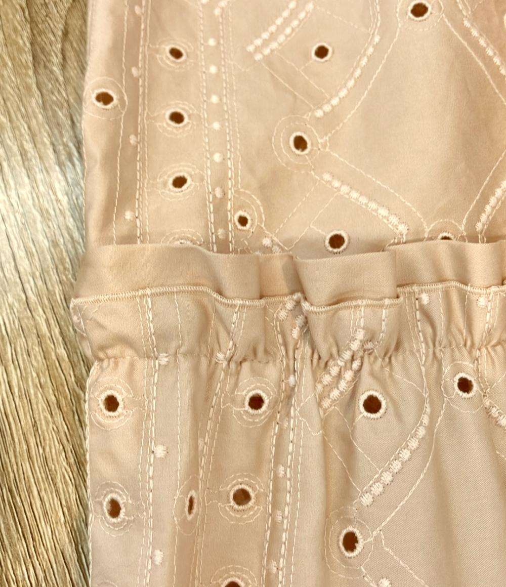 美品 HERMES フレアスカート 英国風刺繍入り 26SS ティアード コットンツイル紐 Embroidered skirt H6E0328DV レディース SIZE 38 (M) エルメス