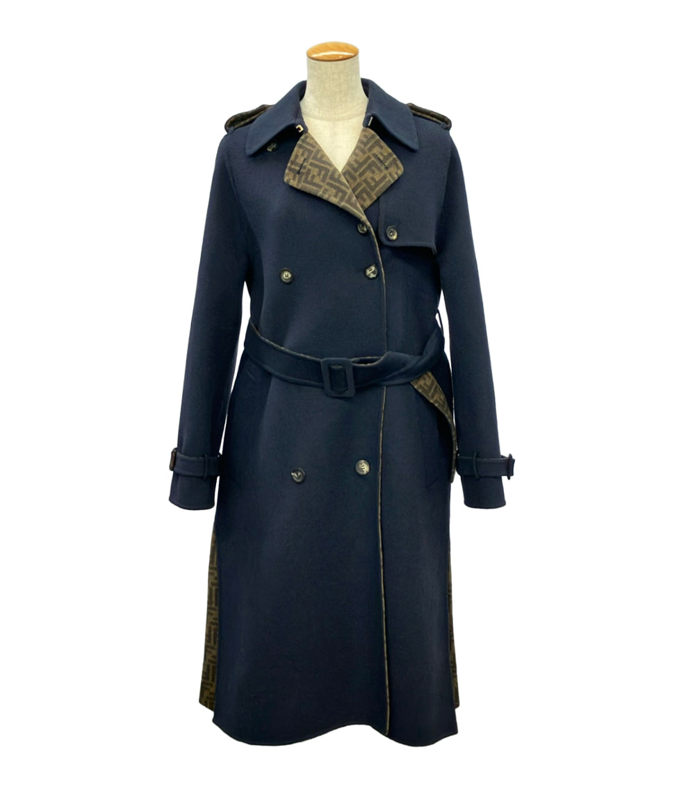 FENDI メルトン ダブルブレストコート ズッカ柄 FF9011 A5HD レディース SIZE 36 (XS) フェンディ