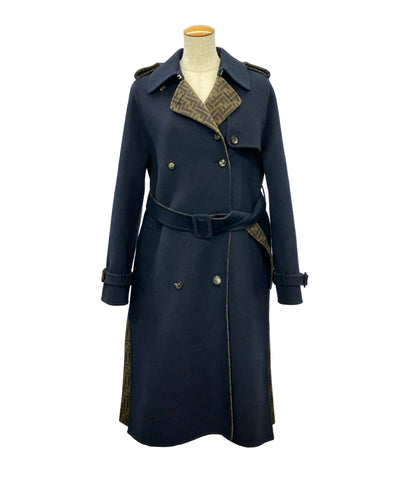 FENDI メルトン ダブルブレストコート ズッカ柄 FF9011 A5HD レディース SIZE 36 (XS) フェンディ