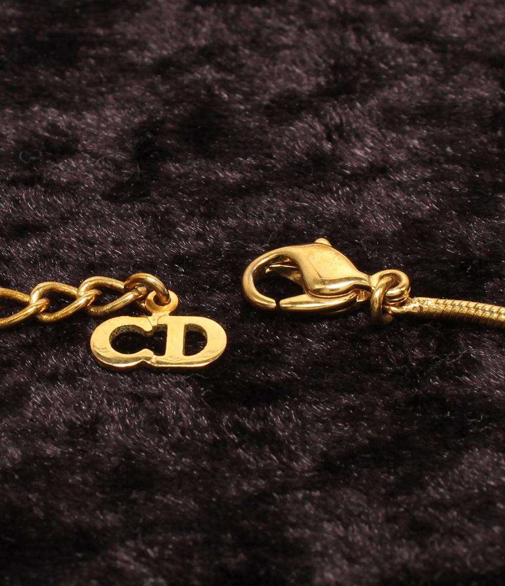 Christian Dior ネックレス トロッタープレート ロゴ ラインストーン レディース クリスチャンディオール