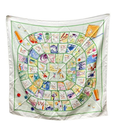 エルメス スカーフ シルク100% カレ90 Le jeu des petits bonheurs レディース HERMES