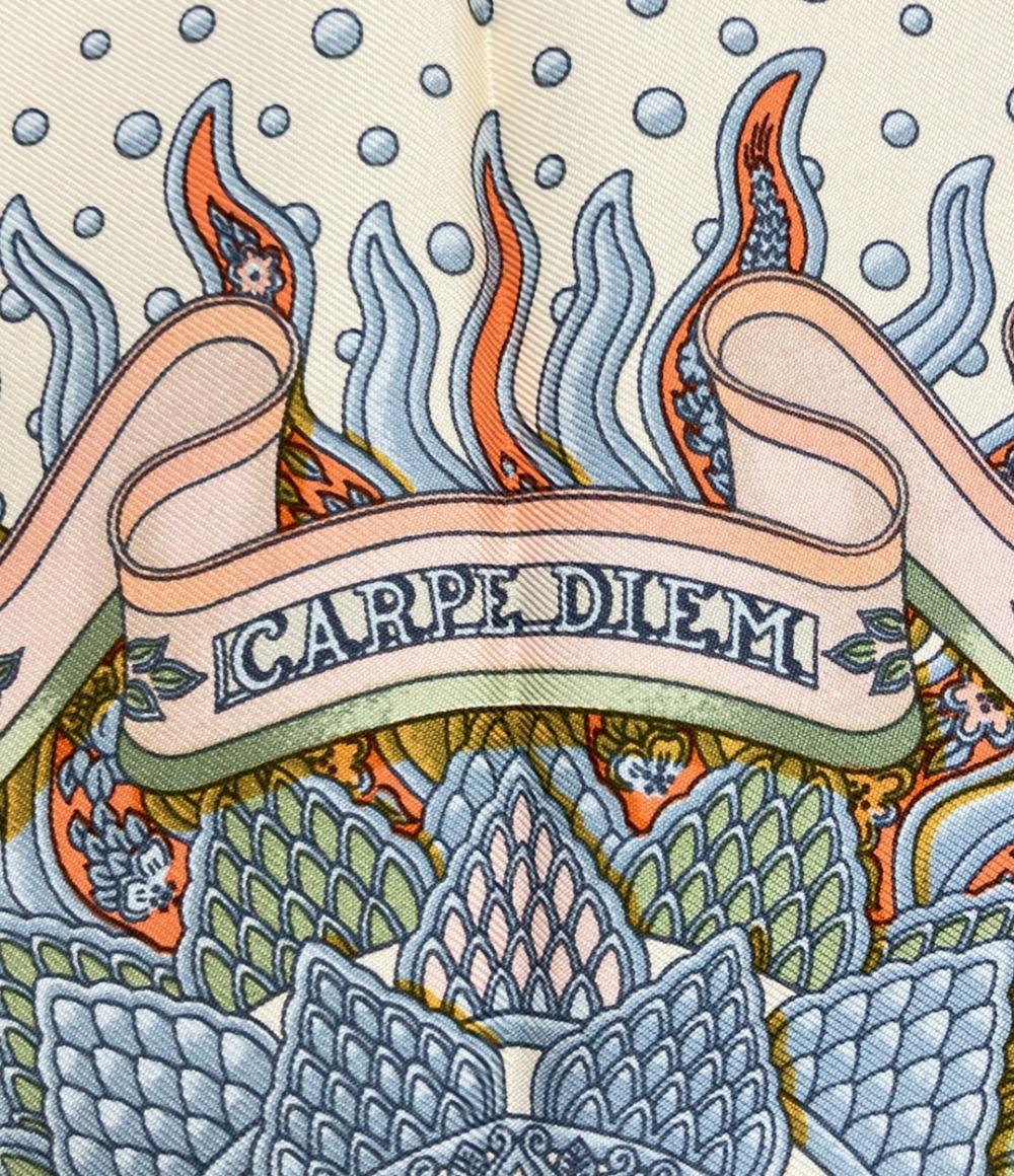 HERMES エルメス ミニスカーフ シルク製 CARPE DIEM