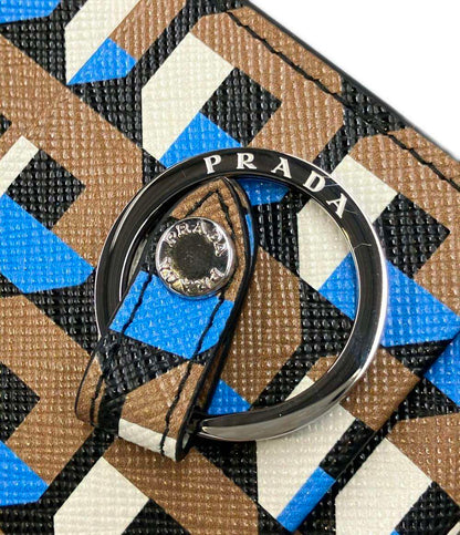 美品 PRADA 4連キーケース キーリング付き サフィアーノ 1PG004 メンズ レディース プラダ