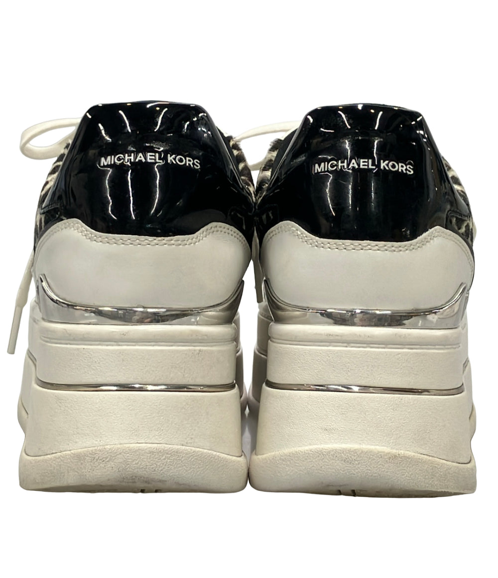 MICHAEL KORS ローカット厚底スニーカー ヘイズ レオパードプリント カーフヘア 43T4HYFS1H レディース SIZE US 7.5 マイケルコース