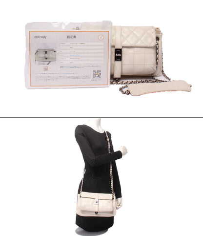 CHANEL チェーンショルダーバッグ Wチェーン シングルフラップ シルバー金具 ラムスキン チョコバー レディース シャネル