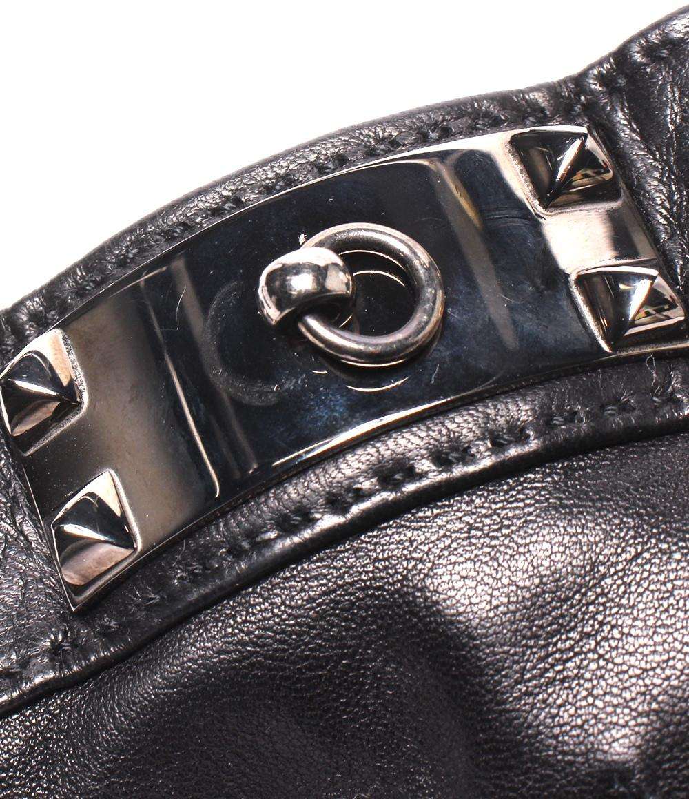 HERMES 手袋 レザーグローブ ラムスキン シルバー金具 HERMES 手袋 レザーグローブ ラムスキン シルバー金具