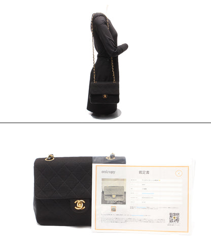 CHANEL チェーンショルダーバッグ 肩掛け ゴールド金具 ミニマトラッセ シングルフラップ シングルチェーン 1番台 ラムスキン×コットン レディース