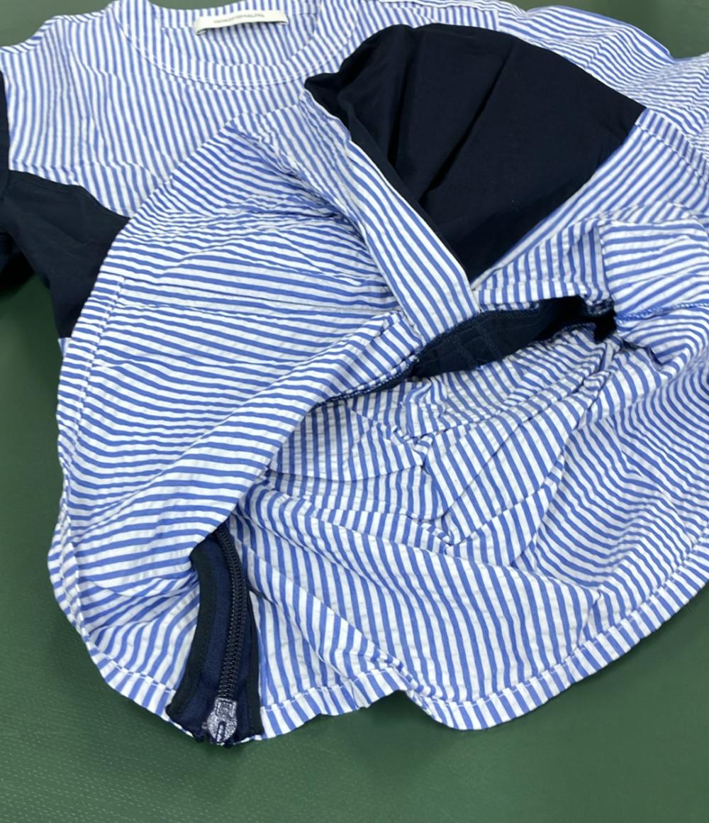 美品 セドリックシャルリエ ストライプ柄切り替え半袖ブラウス レディース (S) CEDRIC CHARLIER