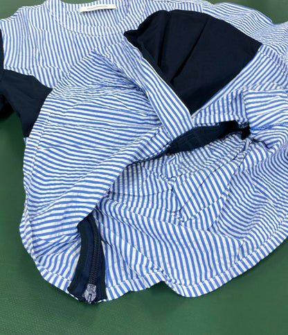 美品 セドリックシャルリエ ストライプ柄切り替え半袖ブラウス レディース (S) CEDRIC CHARLIER