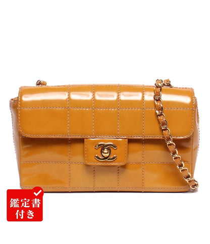 CHANEL チェーンショルダーバッグ 肩掛け ゴールド金具 シングルチェーン シングルフラップ 6番台 チョコバー レディース シャネル