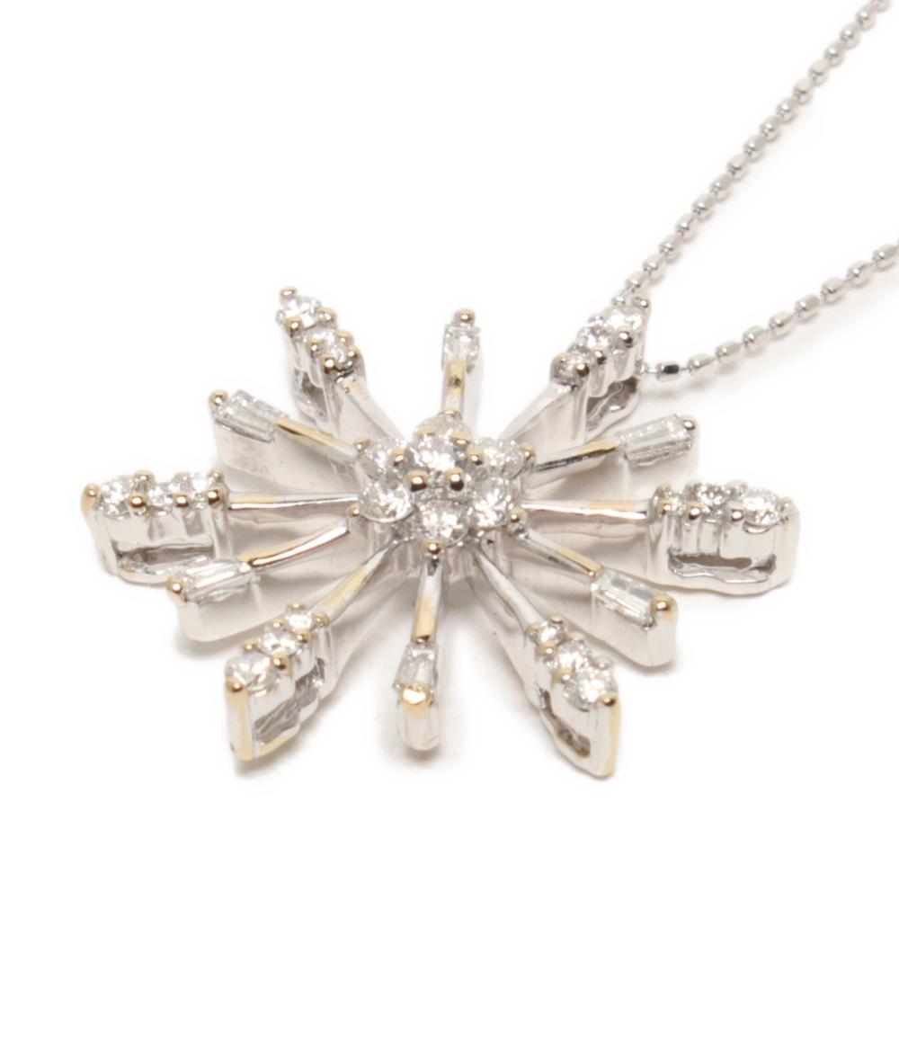 美品 ネックレス K18WG ダイヤ 0.70ct 雪モチーフ スノーモチーフ レディース