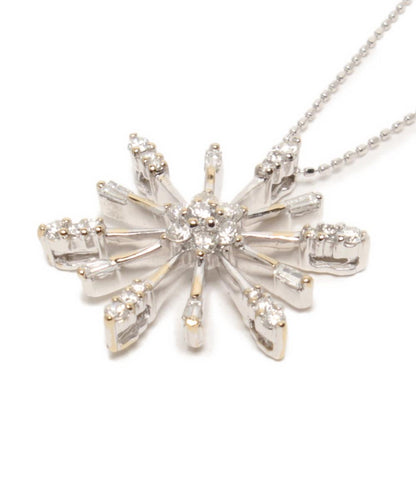 美品 ネックレス K18WG ダイヤ 0.70ct 雪モチーフ スノーモチーフ レディース
