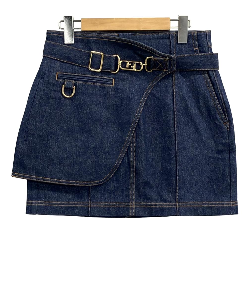 美品 フェンディ レイヤード デニムスカート FLQ553 ALC1 レディース