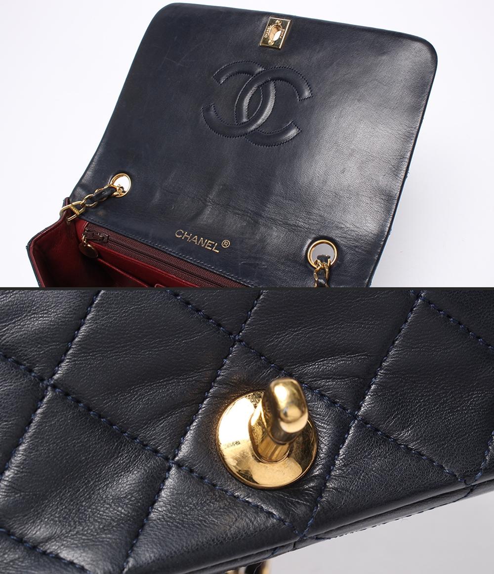 CHANEL チェーンショルダーバッグ マトラッセ フルフラップ ゴールド金具 ラムスキン 1番台 レディース シャネル