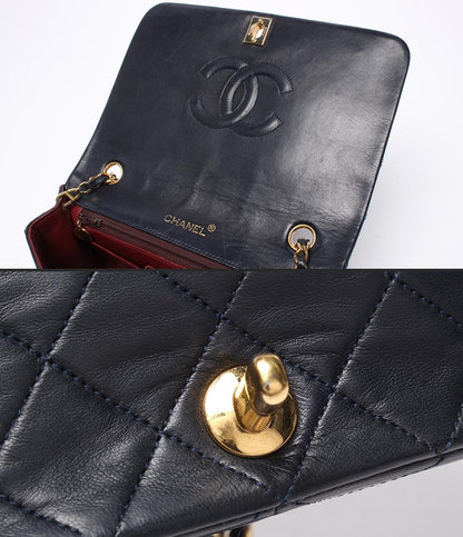 CHANEL チェーンショルダーバッグ マトラッセ フルフラップ ゴールド金具 ラムスキン 1番台 レディース シャネル