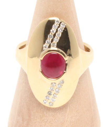 美品 リング 指輪 K18 ルビー 1.34ct ダイヤ 0.18ct レディース SIZE 15号