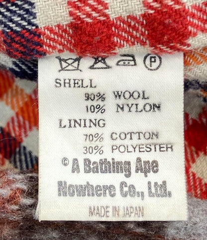 A BATHING APE チェック柄 ピーコート メンズ SIZE M アベイシングエイプ