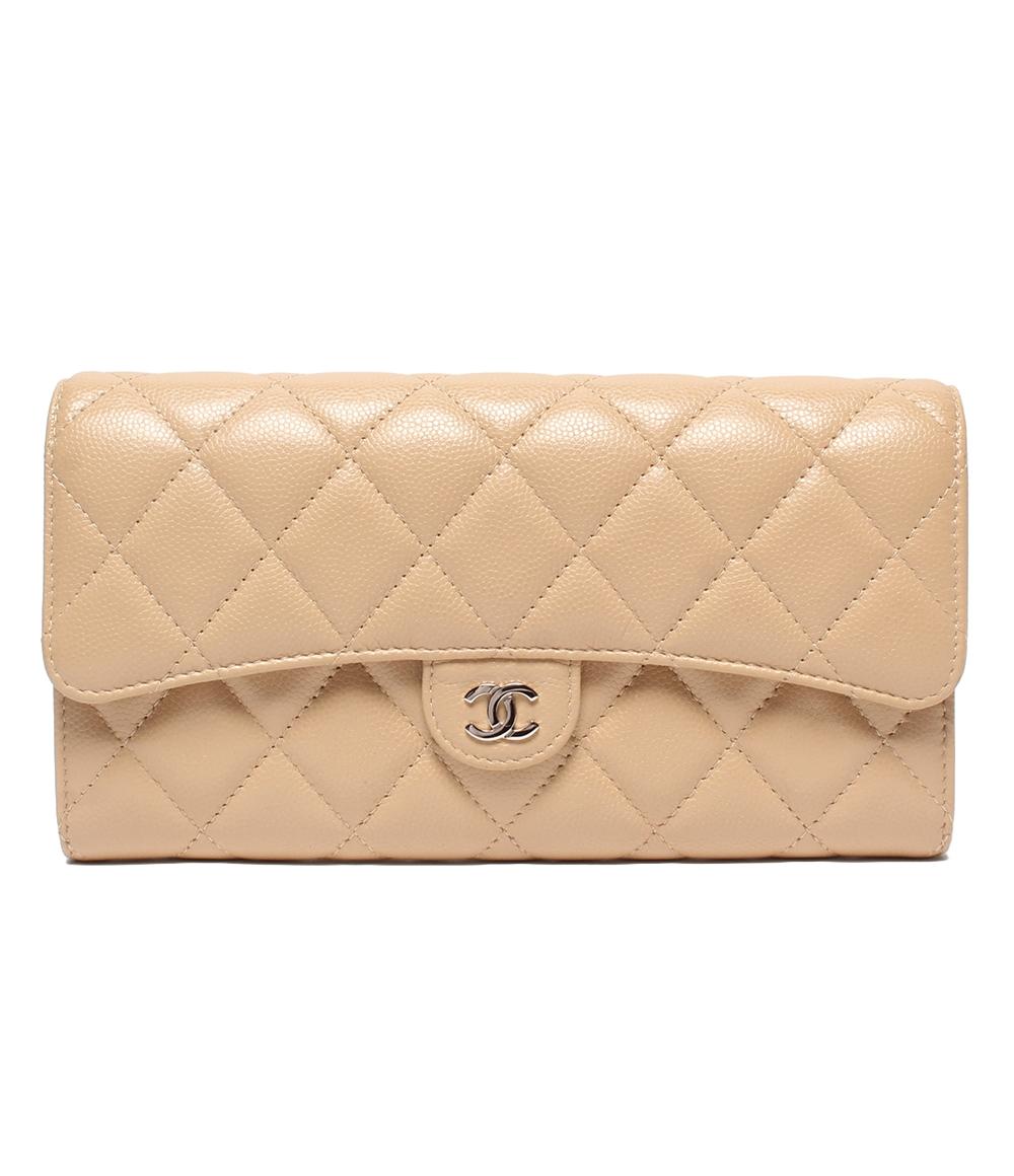 CHANEL 長財布 シルバー金具 キャビアスキン レディース シャネル