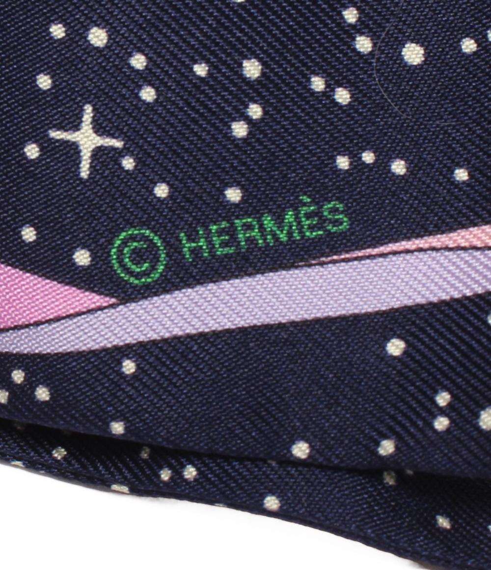 美品 HERMES ツイリー スカーフ シルク100％ SPACE DERBY レディース メンズ エルメス