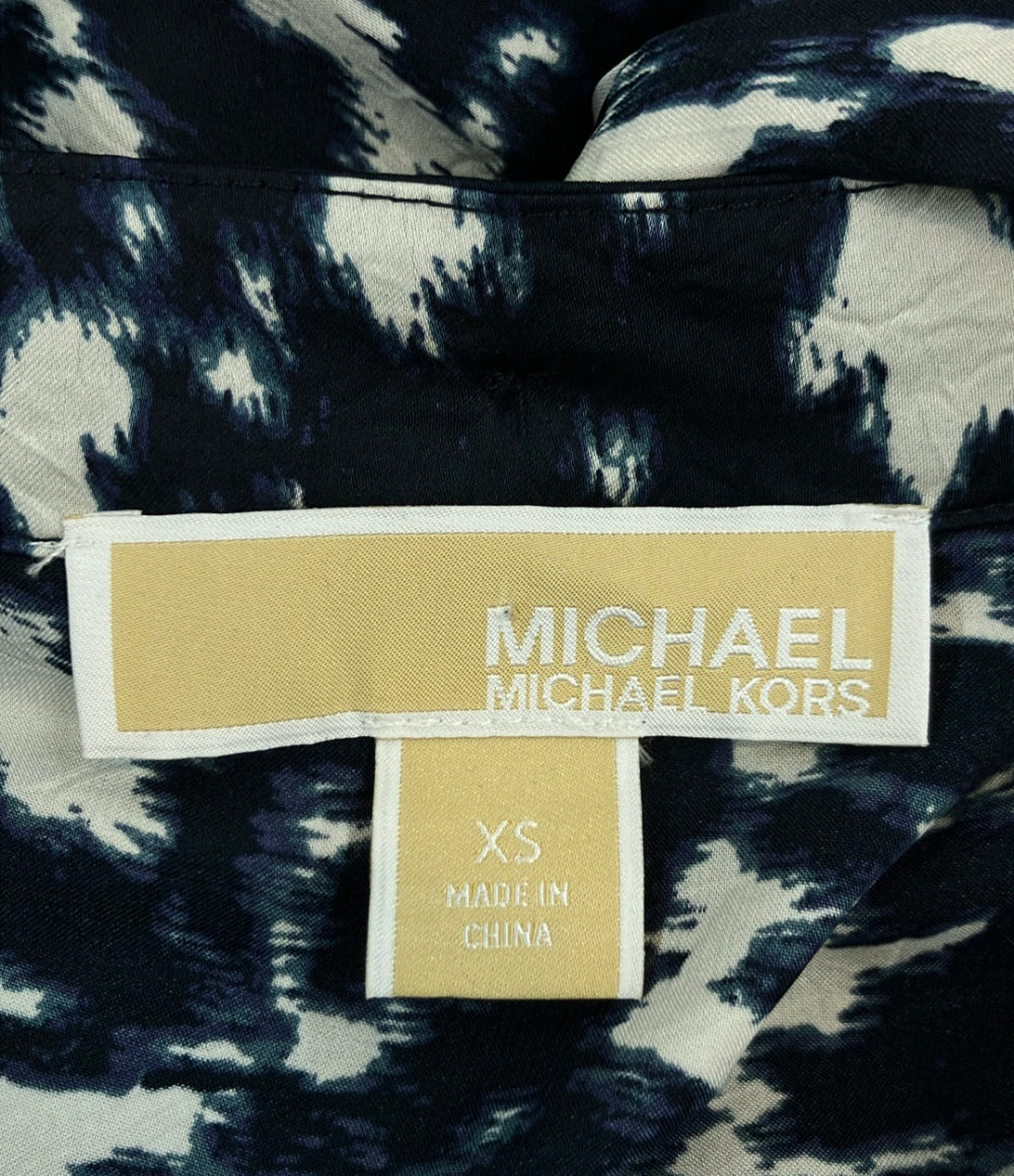 美品 MICHAEL KORS 長袖ワンピース レオパード柄 レディース SIZE XS マイケルコース