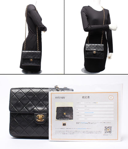 CHANEL チェーンショルダーバッグ ゴールド金具 シングルチェーン シングルフラップ ラムスキン 2番台 マトラッセ20 レディース シャネル