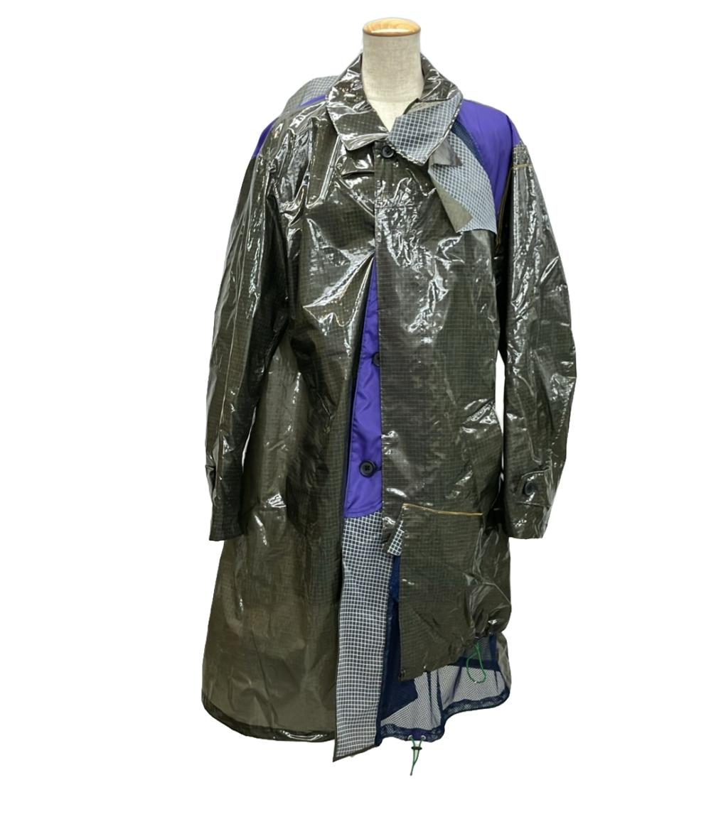 美品 カラー チェック柄裏メッシュナイロンギミックロングコート レディース SIZE 2 (M) kolor