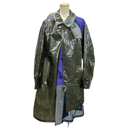 美品 カラー チェック柄裏メッシュナイロンギミックロングコート レディース SIZE 2 (M) kolor