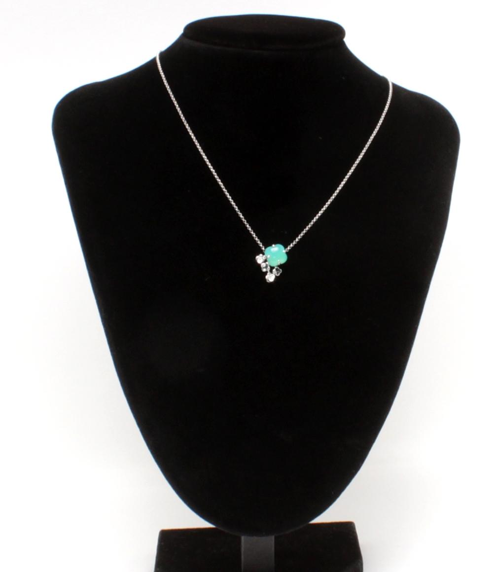 美品 TASAKI ネックレス K18WG ダイヤ0.01ct カルセドニー レディース タサキ