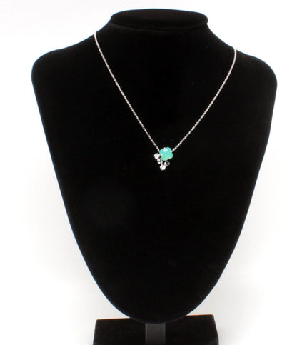 美品 TASAKI ネックレス K18WG ダイヤ0.01ct カルセドニー レディース タサキ