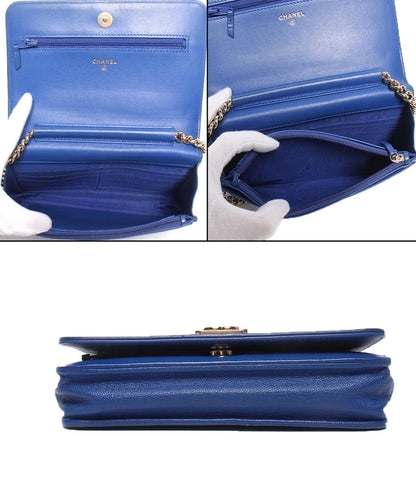 CHANEL チェーンショルダーバッグ チェーンウォレット ゴールド金具 キャビアスキン ボーイシャネル マトラッセ レディース シャネル