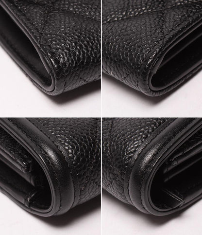 美品 CHANEL 長財布 キャビアスキン ゴールド金具 CCフィリグリー レディース シャネル