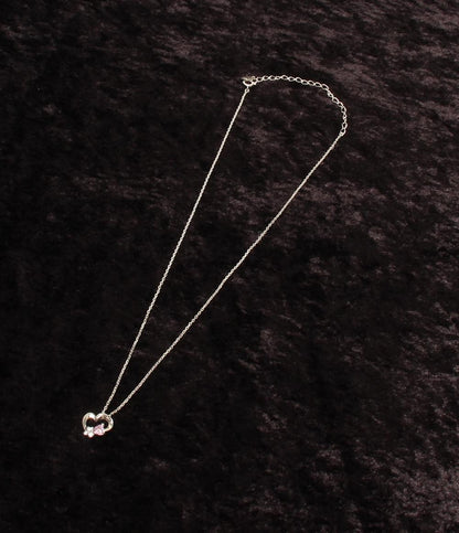 美品 ヨンドシー ネックレス SV ピンクトルマリン ホワイトトルマリン ハートモチーフ レディース 4℃