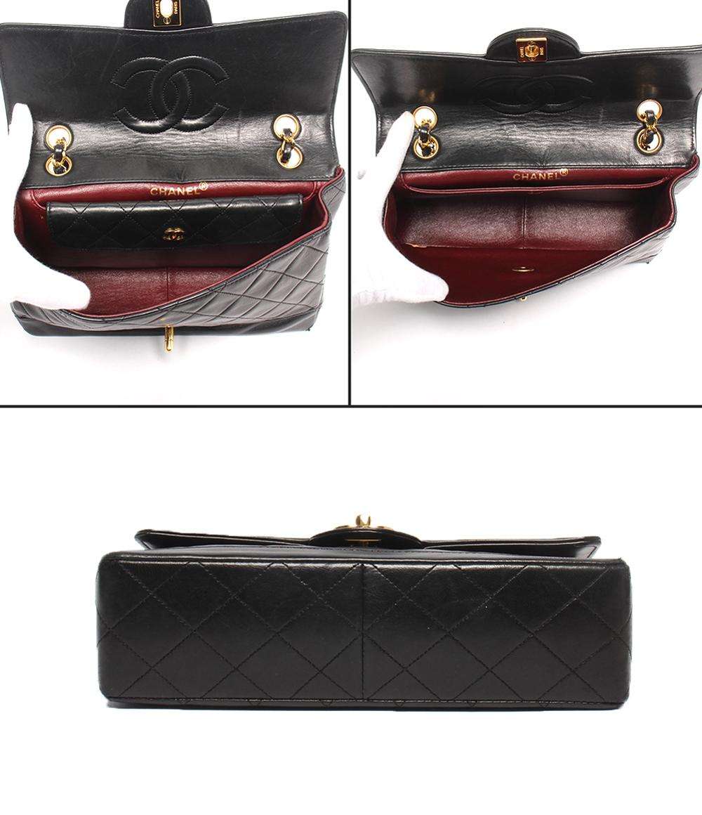 CHANEL ショルダーバッグ ダブルチェーン シングルフラップ ゴールド金具 ラムスキン 肩掛け マトラッセ メンズ シャネル