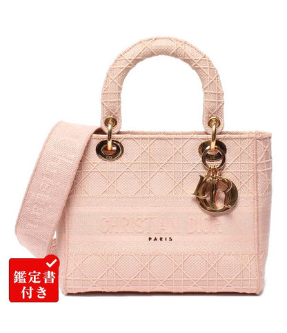 クリスチャンディオール 2way ハンドバッグ ショルダーバッグ 肩掛け 斜め掛け Lady D-Lite カナージュ エンブロイダリー レディース Christian Dior