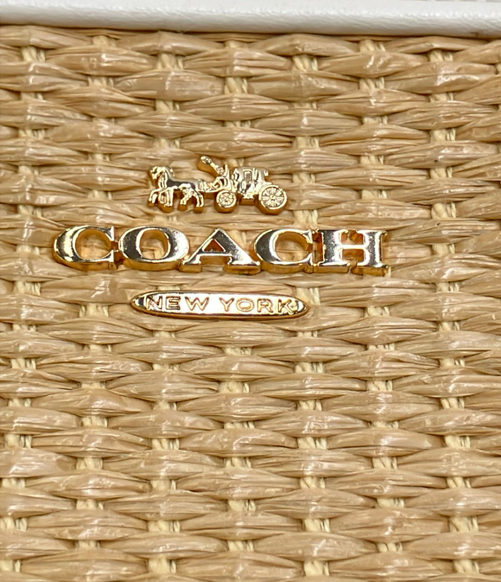 美品 COACH ショルダーバッグ 斜め掛け ラフィア F73070 レディース コーチ