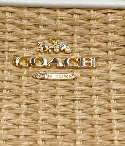美品 COACH ショルダーバッグ 斜め掛け ラフィア F73070 レディース コーチ