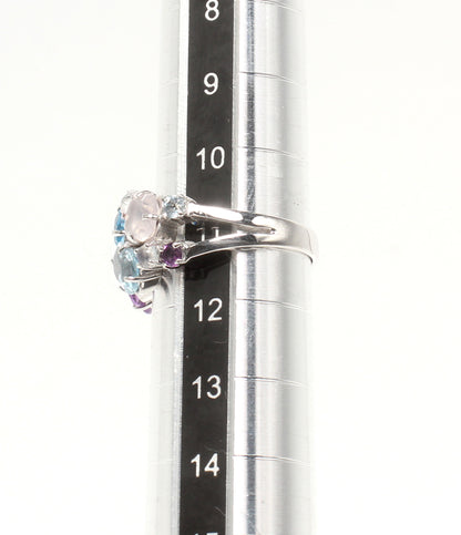 美品 リング 指輪 K14 ブルートパーズ アメジスト 3.14ct レディース SIZE 11号