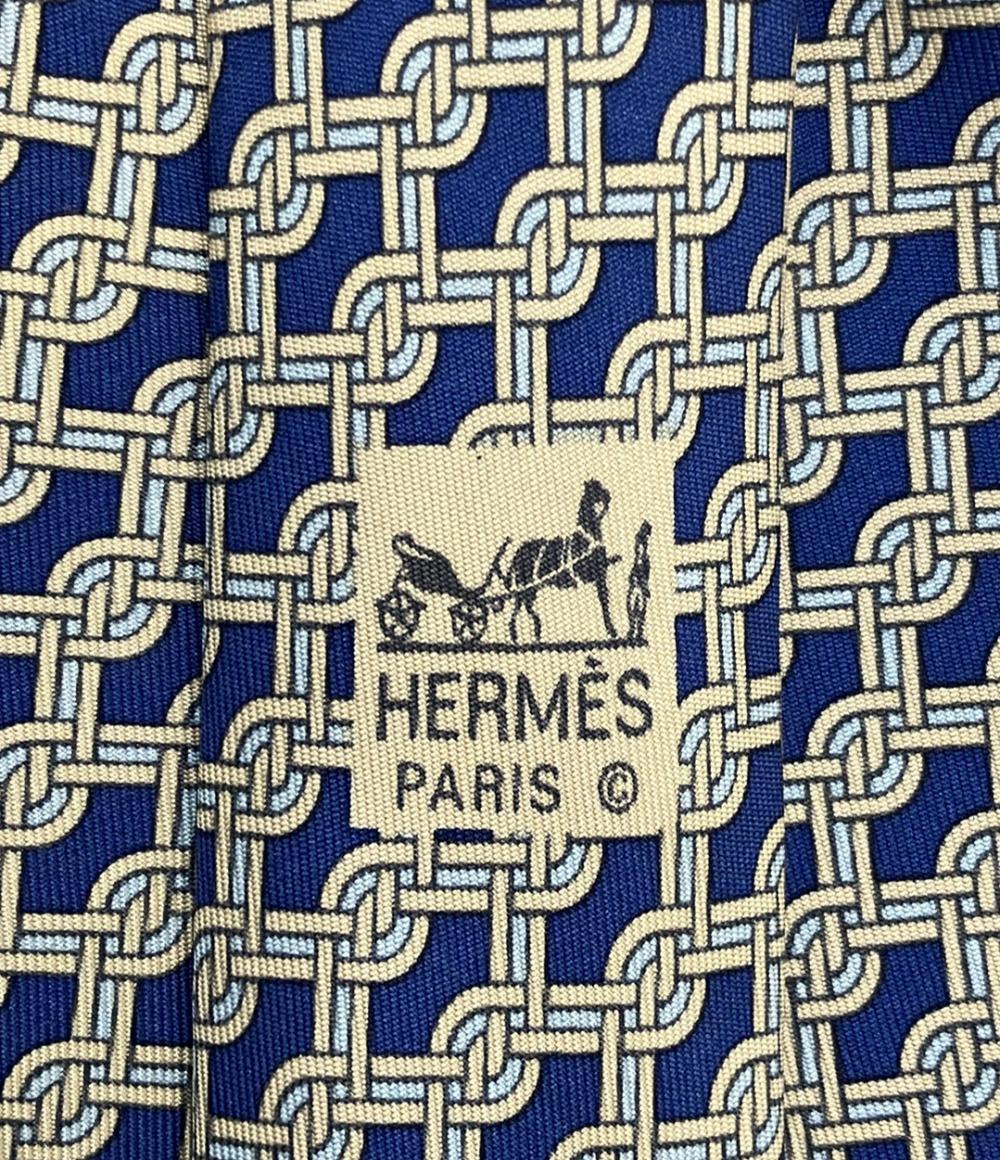 HERMES ネクタイ シルク 100% チェーン柄 7492 IA メンズ エルメス