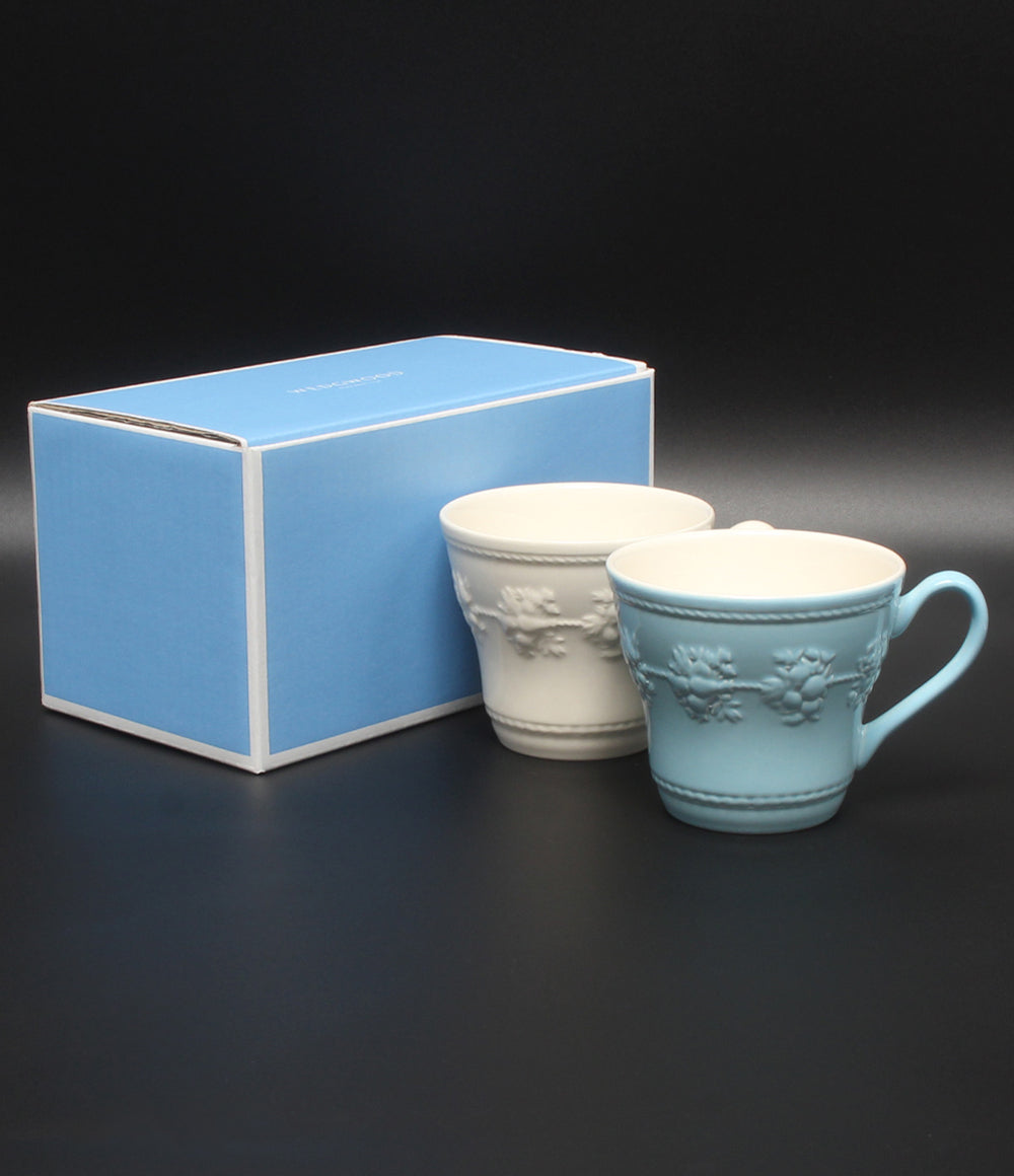 美品 WEDGWOOD マグカップ 2点セット ペア フェスティビティ アイボリー ブルー ウェッジウッド