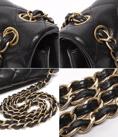 CHANEL チェーンショルダーバッグ ダブルチェーン ダブルフラップ キャビアスキン 16番台 デカマトラッセ 30 レディース シャネル