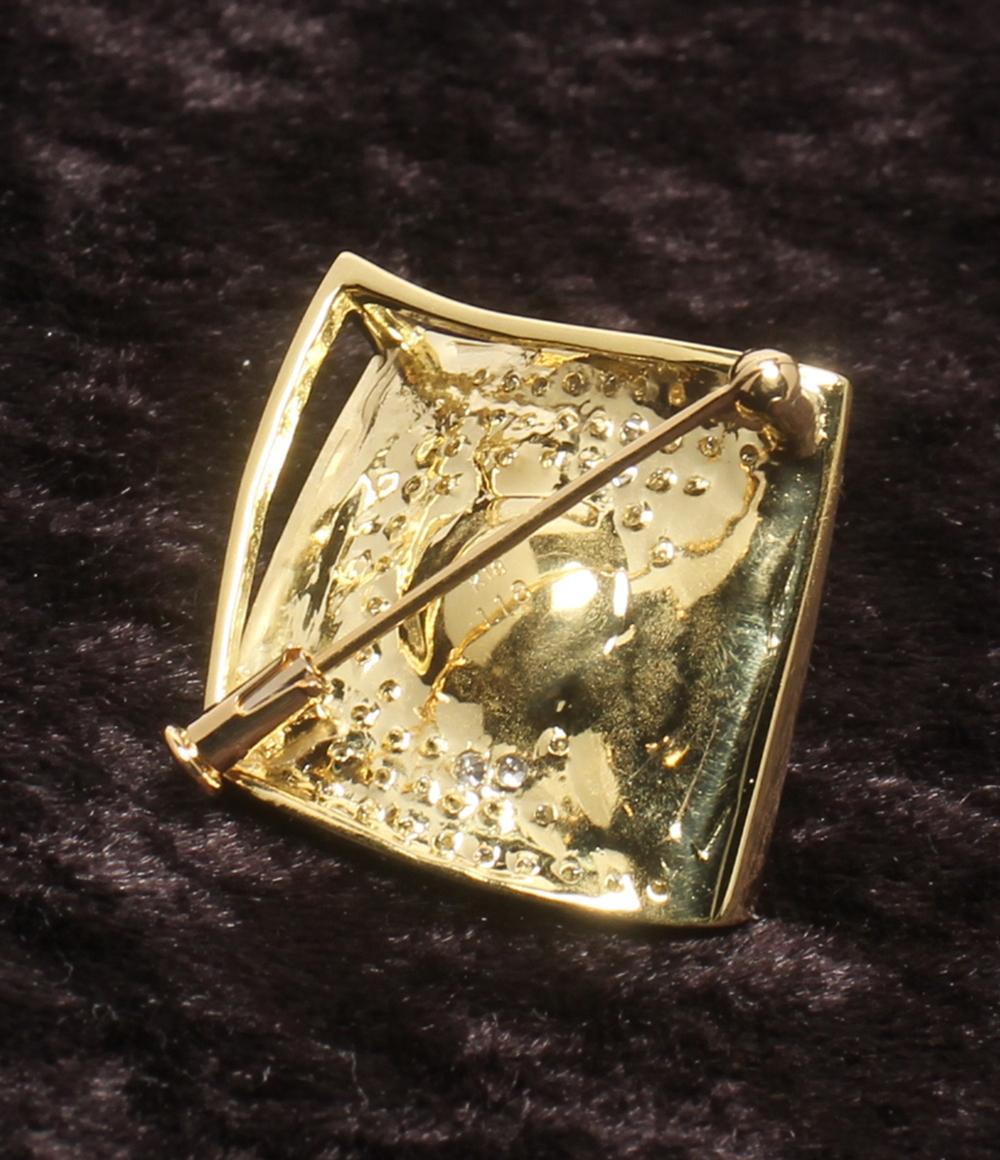 美品 ブローチ 白蝶真珠ゴールド 11mm ダイヤ 1.18ct レディース