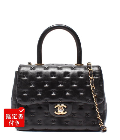 CHANEL チェーンショルダーバッグ ハンドバッグ ゴールド金具 マトラッセ トップハンドル クロスステッチ  肩掛け 斜め掛け A98725 レディース