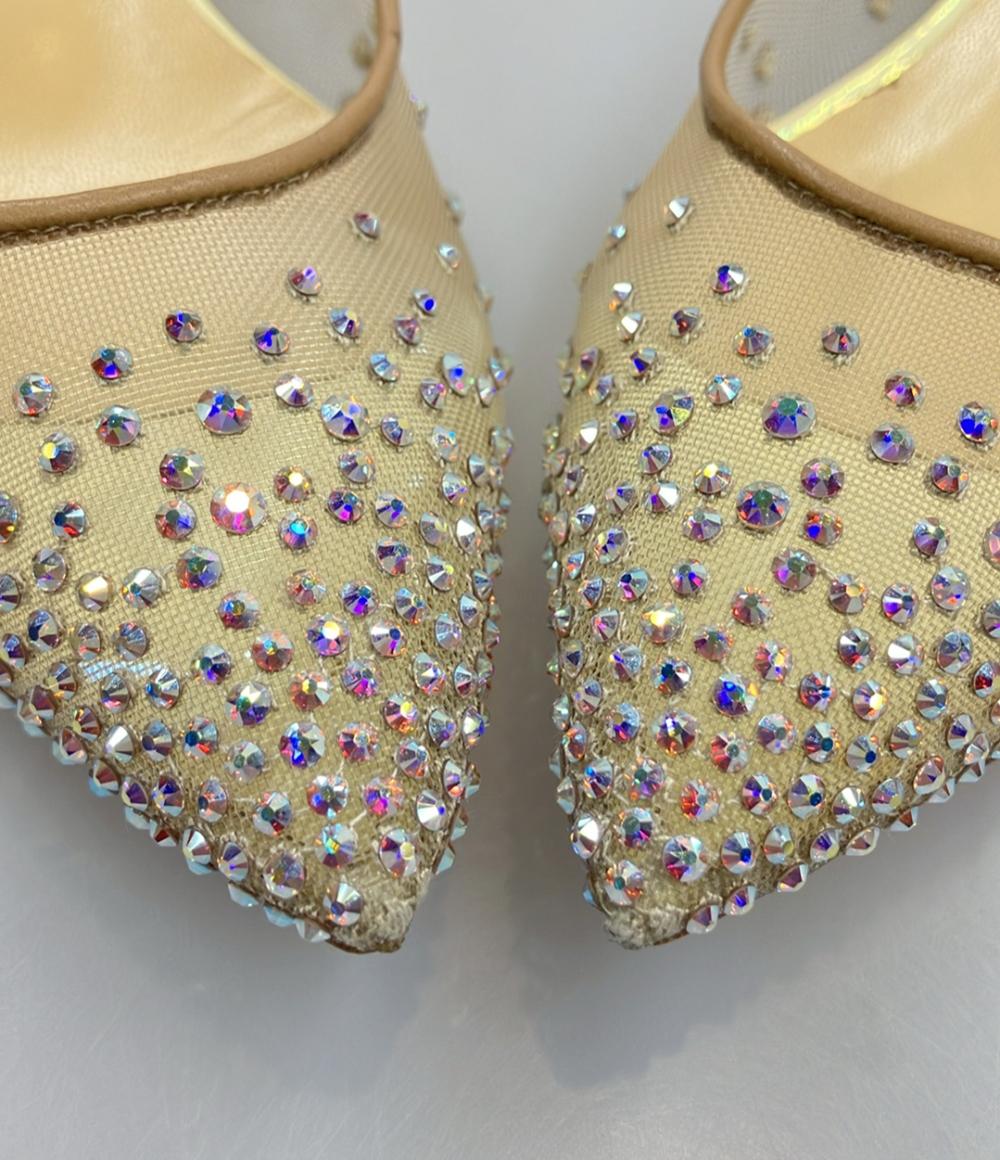 クリスチャンルブタン　メッシュフラットシューズ ベージュ黒 Follies Strass ベージュ メッシュ - Shoes - Women - Christian