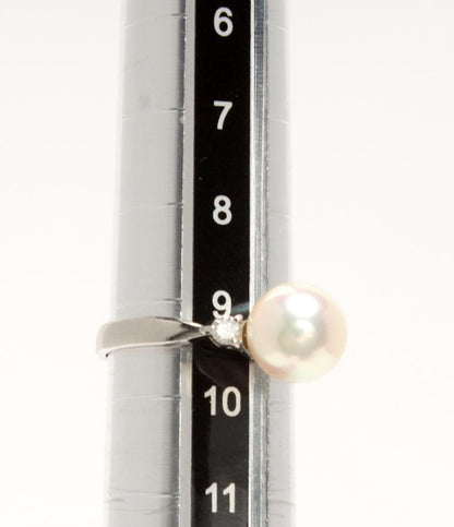 美品 リング 指輪 Pt1000 パール8.2mm ダイヤ0.10ct レディース SIZE 9号