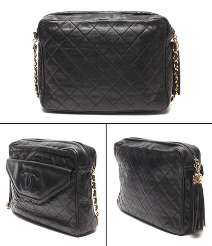 CHANEL チェーンショルダーバッグ 肩掛け 斜め掛け ラムスキン ゴールド金具 マトラッセ 1番台 レディース シャネル