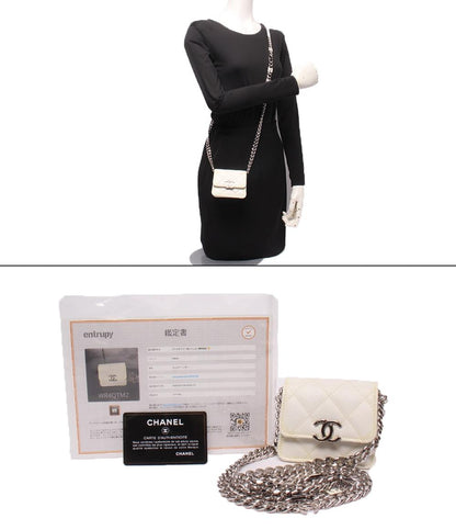 CHANEL チェーンショルダーバッグ キャビアスキン シルバー金具 マイクロ マトラッセ レディース シャネル